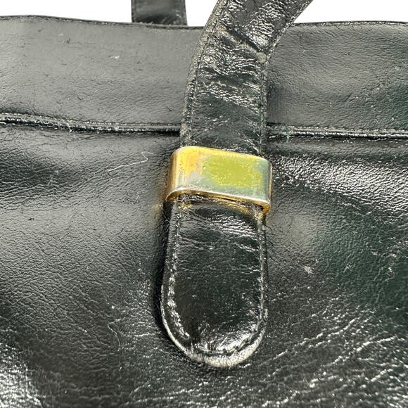 Vintage Lou Taylor Black Purse Handbag Made in Italy with Gold Hardware - Picture 16 of 16